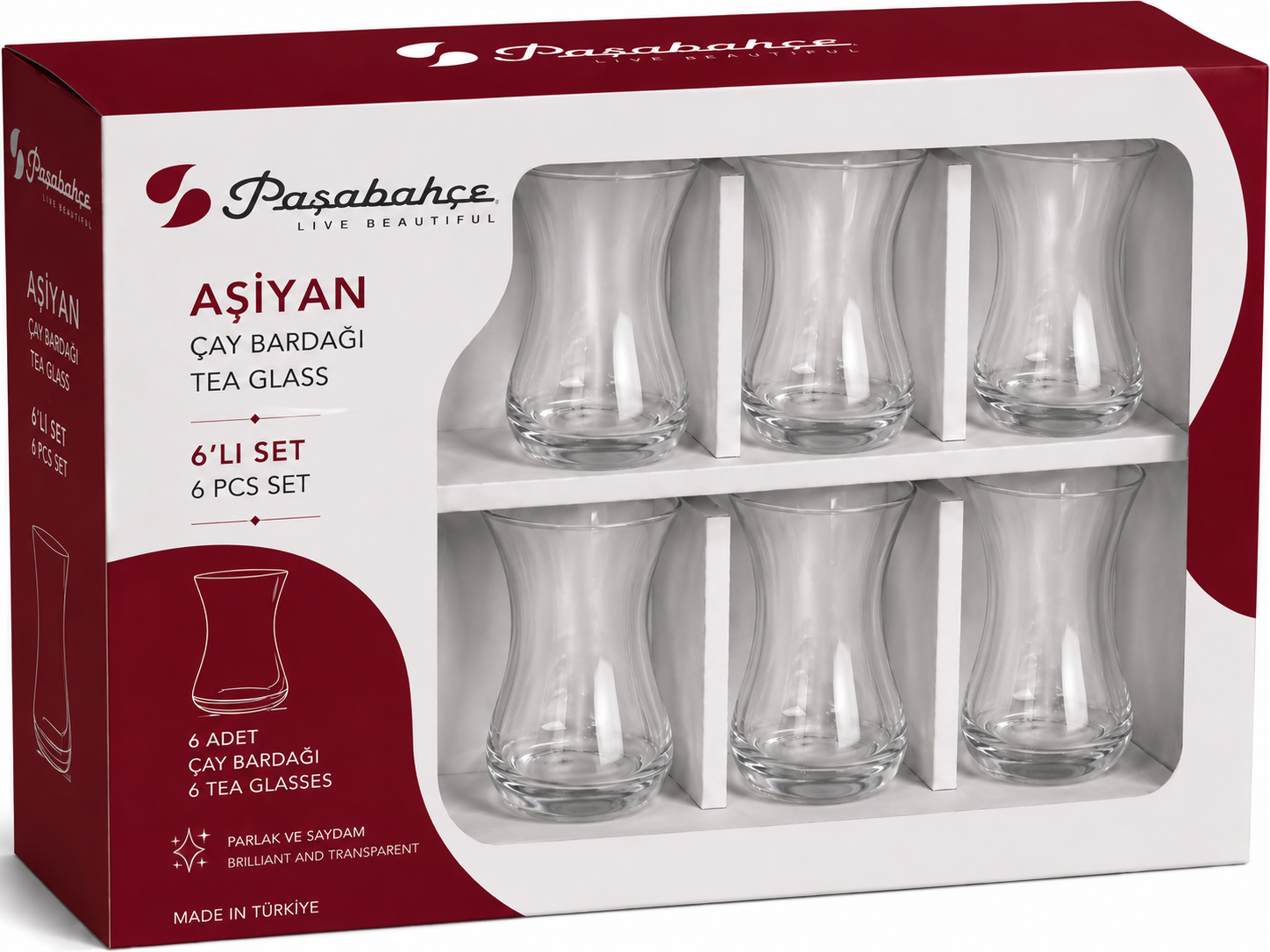 PAŞABAHÇE AŞİYAN 6’lı Çay Bardağı Modelleri | Cam, Su, Meşrubat ve İçecek Bardakları görsel 1