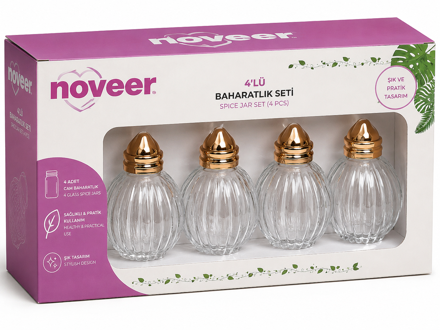 NOOVER 4’lü Baharatlık Seti | Şık ve Pratik Baharat Saklama Kapları görsel 1