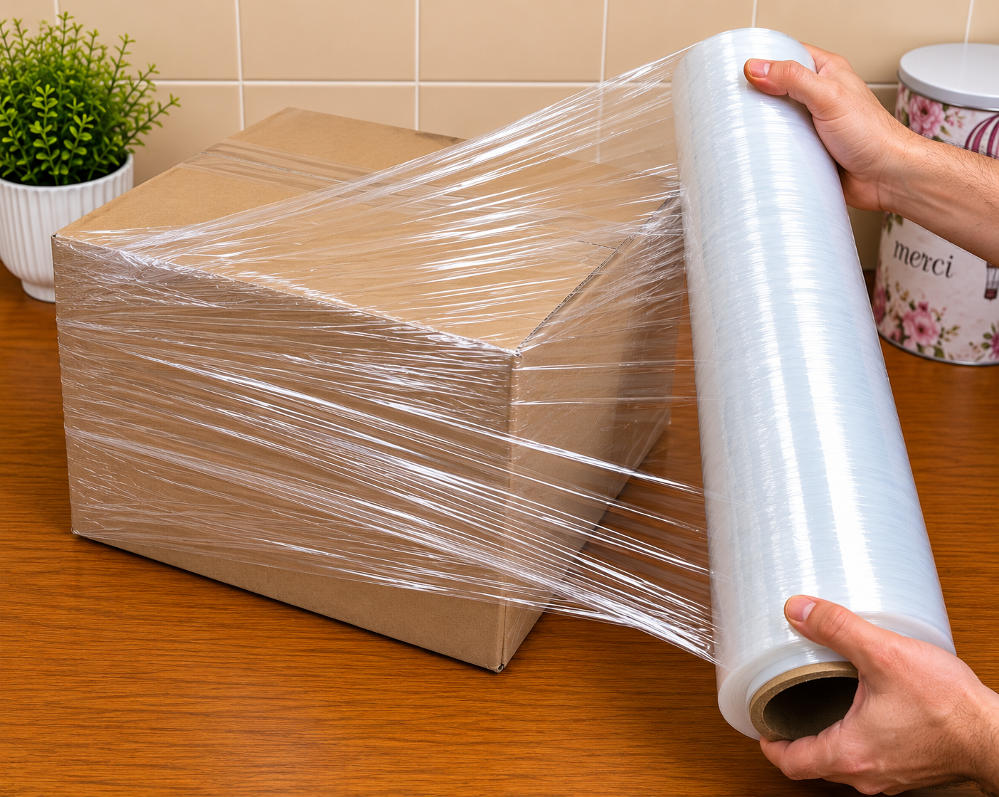 BBPLASTİKAMBALAJ 17 Mikron 50cmx200mt El Tipi Paketleme Ve Palet Streci  (NET 200 METRE) görsel 2