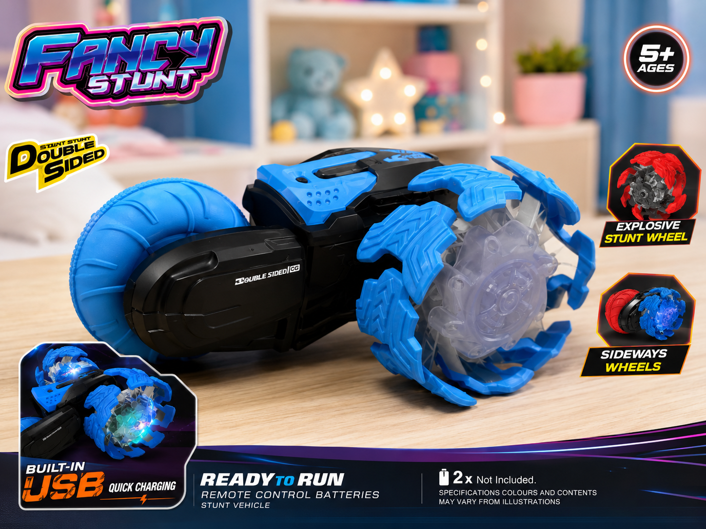CEMOYUNCAK 1:22 Ölçek 2.4 Ghz Özel Kumandalı 4 Çeker Full Fonksiyon Işıklı 25 km Hızlı Drift RC Araba görsel 1